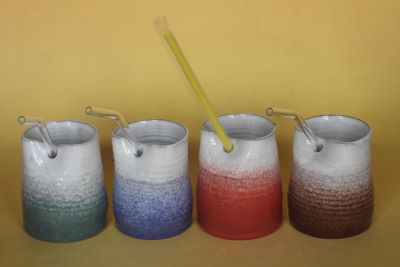 Pohárky na Smoothie se skleněným brčkem