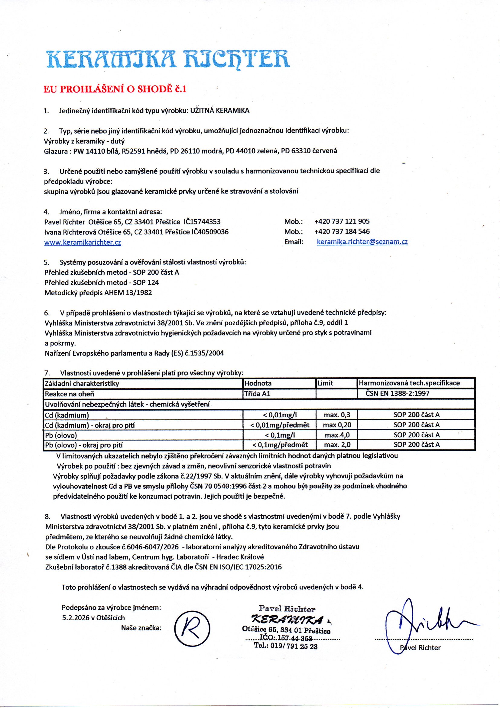 Atest duté výrobky